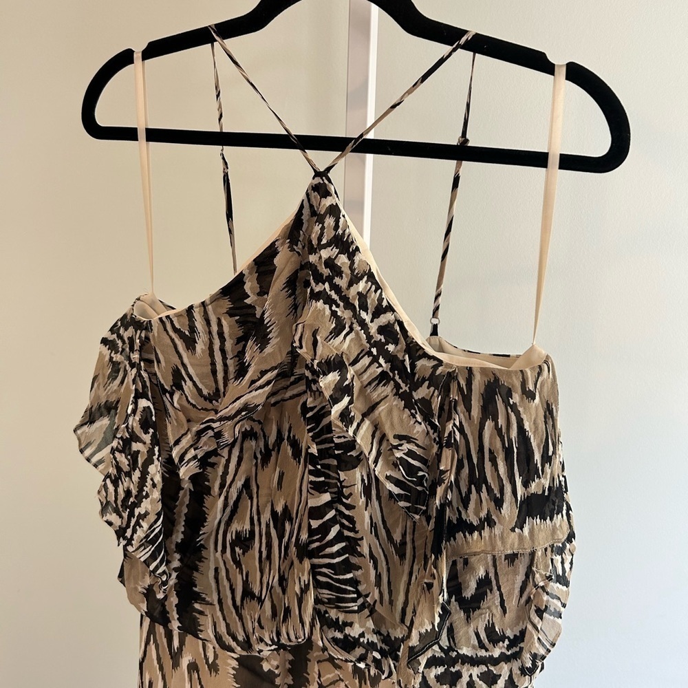 BCBG Max Azria Ikat Neutral Print Silk Maxi Dress - Picture 3 of 6